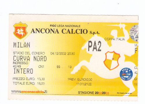 Biglietto calcio ingresso - calcio,